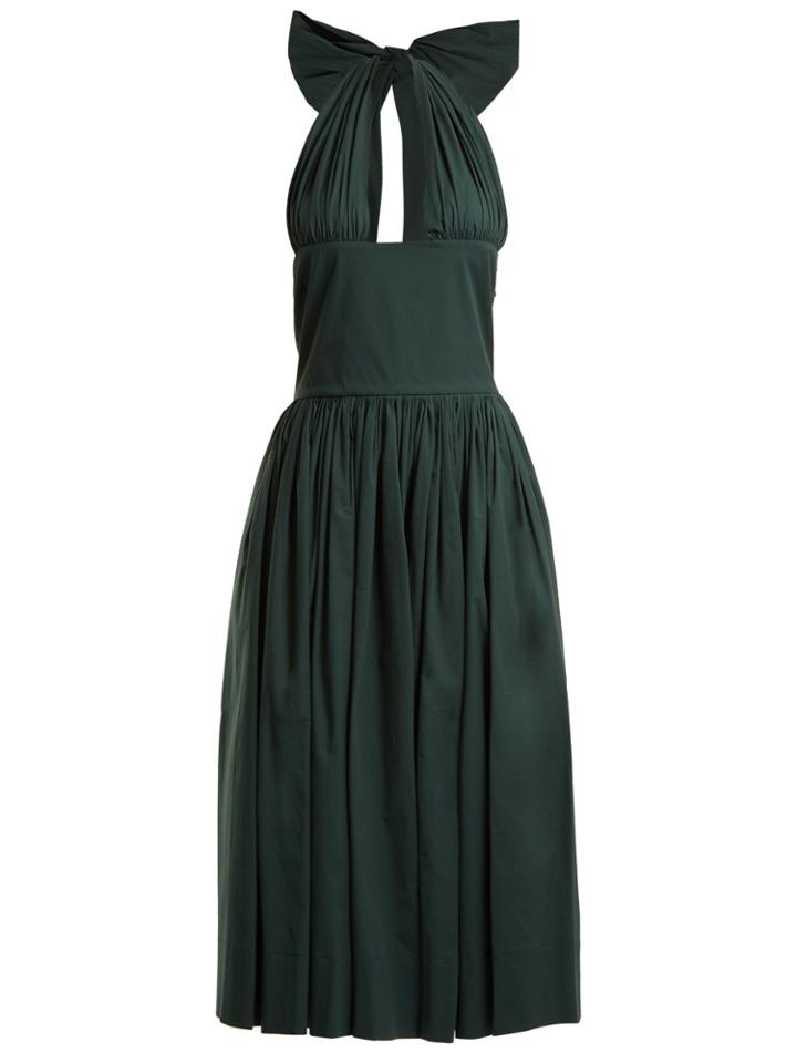 Rochas Tie-neck Stretch-cotton Dress