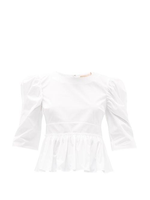 Matchesfashion.com Brock Collection - Puff-sleeved Cotton-blend Top - Womens - White