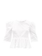 Matchesfashion.com Brock Collection - Puff-sleeved Cotton-blend Top - Womens - White