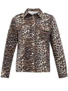 Matchesfashion.com Ganni - Leopard Print Cotton Denim Shirt - Womens - Leopard
