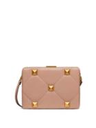 Matchesfashion.com Valentino Garavani - Roman Stud Quilted-leather Clutch Bag - Womens - Nude