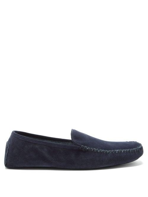 Thom Sweeney - Cashmere-lined Suede Slippers - Mens - Navy
