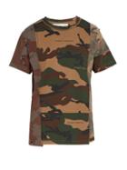 Matchesfashion.com Off-white - Panelled Camouflage Cotton T Shirt - Mens - Khaki