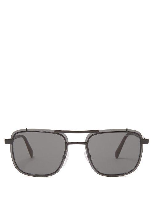 Matchesfashion.com Prada Eyewear - Square Frame Aviator Sunglasses - Mens - Black