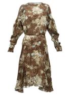 Matchesfashion.com Preen By Thornton Bregazzi - Jemima Floral Printed Satin Devor Dress - Womens - Brown Multi