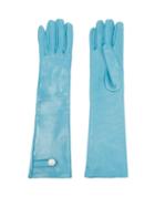 Erdem - Long Crystal-embellished Leather Gloves - Womens - Blue