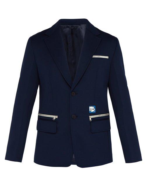 Matchesfashion.com Prada - Logo Single Breasted Blazer - Mens - Navy