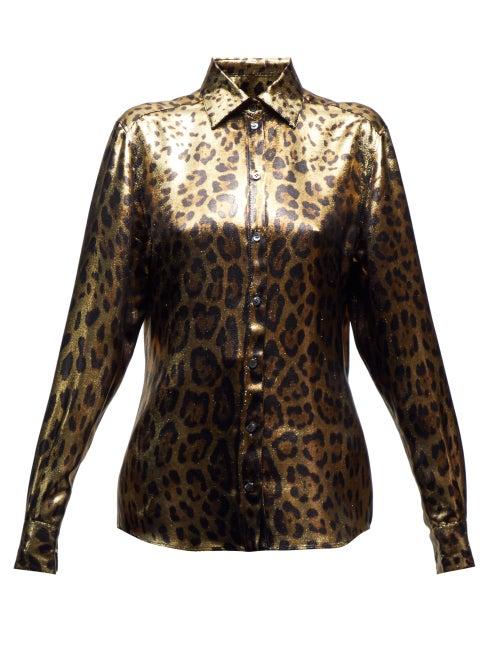 Matchesfashion.com Dolce & Gabbana - Leopard Print Lam Shirt - Womens - Leopard