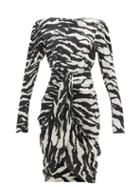 Matchesfashion.com Isabel Marant - Frea Draped Tiger-print Silk-blend Dress - Womens - Black White