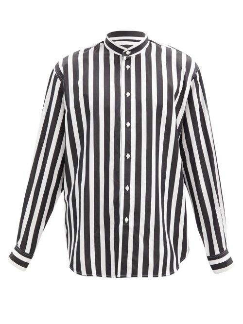 Matchesfashion.com Givenchy - Striped Stand-collar Cotton-poplin Shirt - Mens - Black White