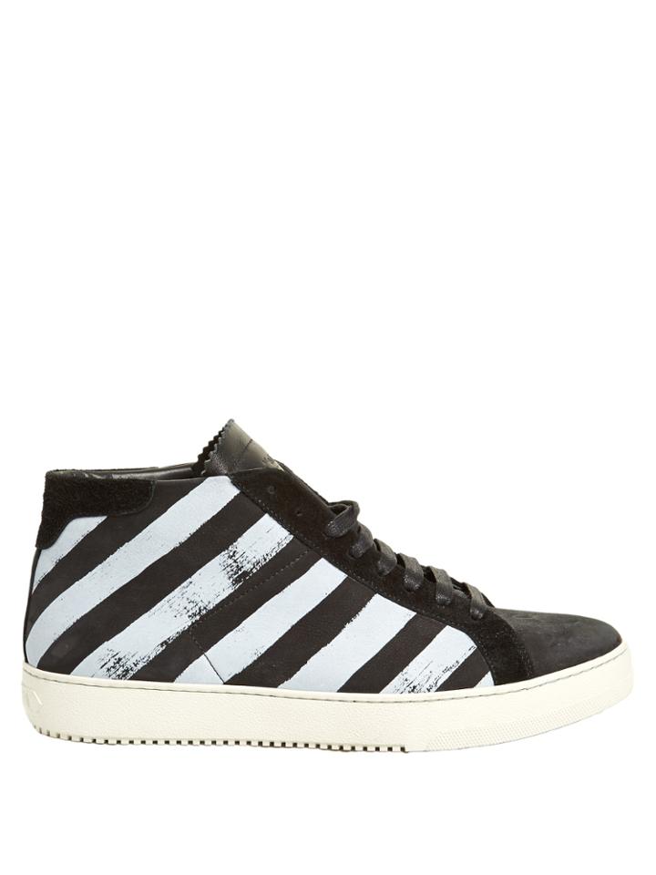 Off-white Striped High-top Nubuck-leather Trainers