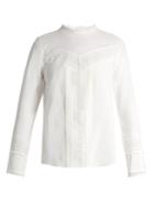 Rebecca Taylor Lace-trimmed Stretch-silk Blouse