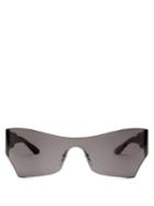 Matchesfashion.com Balenciaga - Logo Engraved Curved Sunglasses - Mens - Grey