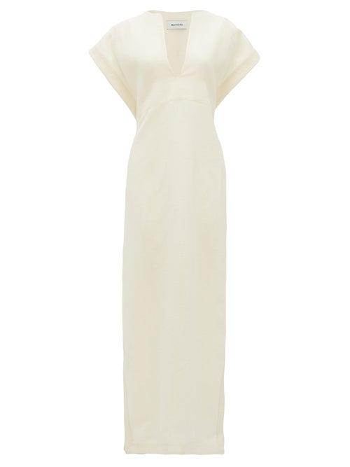 Matchesfashion.com Matteau - The Long Belted Poncho Linen Dress - Womens - Ivory