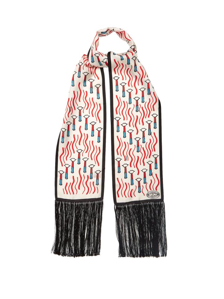 Valentino Lipstick-print Silk Scarf