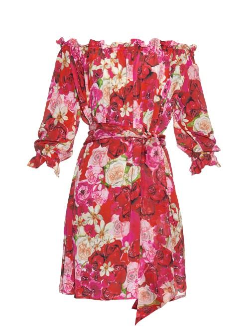Isolda Fru Fru Floral-print Silk Dress