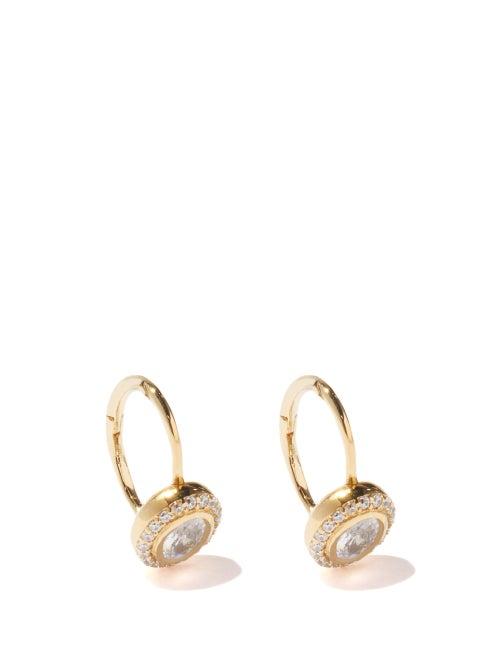 Theodora Warre - Zircon & Gold-plated Sterling-silver Hoops - Womens - Gold Multi