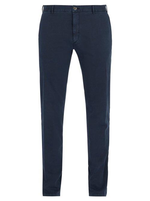 Matchesfashion.com J.w. Brine - Owen Cotton Blend Jersey Chino Trousers - Mens - Navy