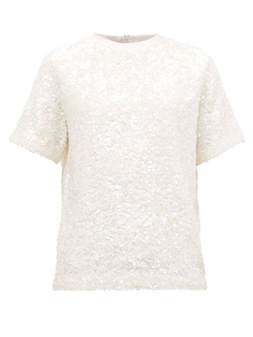Matchesfashion.com Ashish - Hand Sequinned Cotton T Shirt - Womens - White