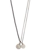Matchesfashion.com M Cohen - Hematite Bead And Coin Pendant Silver Necklace - Mens - Silver Multi