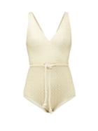 Matchesfashion.com Lisa Marie Fernandez - Yasmin Metallic Swimsuit - Womens - Cream Multi
