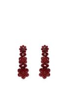 Matchesfashion.com Simone Rocha - Floral Beaded Drop Earrings - Womens - Burgundy