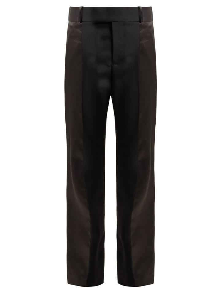 Haider Ackermann Calder High-rise Silk-satin-trimmed Wool Trousers