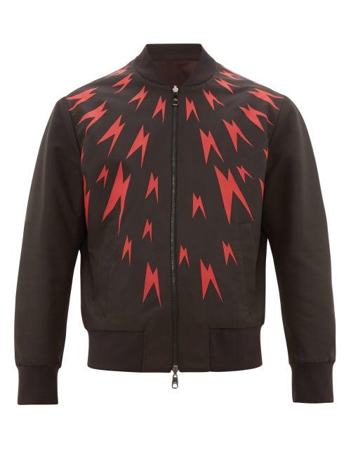 Matchesfashion.com Neil Barrett - Bolt Print Bomber Jacket - Mens - Black Red