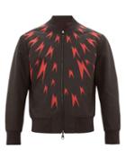Matchesfashion.com Neil Barrett - Bolt Print Bomber Jacket - Mens - Black Red