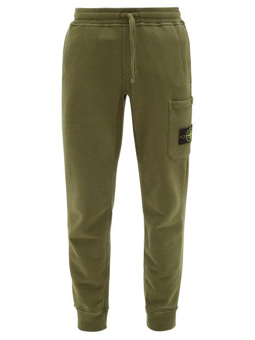 Matchesfashion.com Stone Island - Logo Patch Cotton Cargo Track Pants - Mens - Dark Green