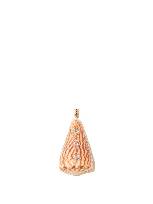 Ladies Fine Jewellery Dezso - Garnet, Shell & 18kt Rose-gold Pendant - Womens - Beige Multi