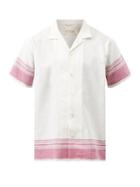 Harago - Logo-embroidered Striped Cotton-voile Shirt - Mens - Cream Multi