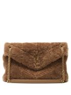 Saint Laurent - Loulou Medium Quilted Shearling Shoulder Bag - Womens - Brown
