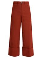 Sea High-rise Cropped Wide-leg Trousers