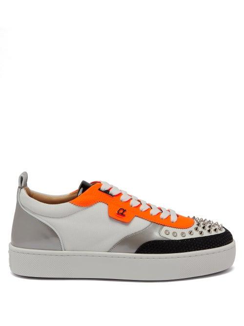 Matchesfashion.com Christian Louboutin - Happyrui Mesh And Leather Trainers - Mens - Orange Multi