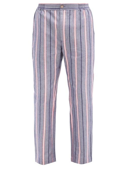 Matchesfashion.com P. Le Moult - Striped Cotton Pyjama Trousers - Mens - Navy Multi