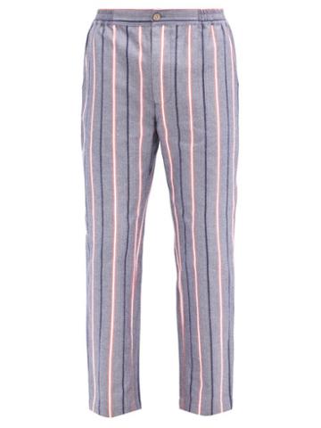 Matchesfashion.com P. Le Moult - Striped Cotton Pyjama Trousers - Mens - Navy Multi