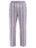Matchesfashion.com P. Le Moult - Striped Cotton Pyjama Trousers - Mens - Navy Multi