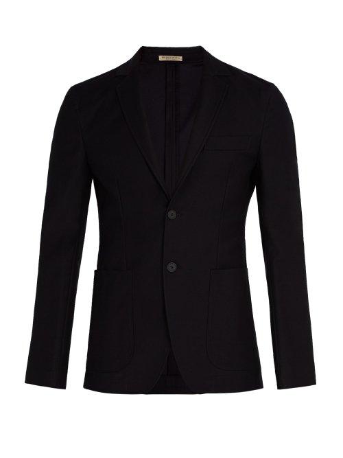 Matchesfashion.com Bottega Veneta - Notch Lapel Cotton Blend Blazer - Mens - Dark Navy
