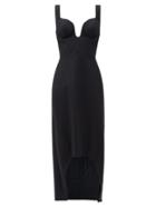 Matchesfashion.com Alexander Mcqueen - Sweetheart-neck Wool-flannel Midi Dress - Womens - Black