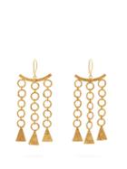 Matchesfashion.com Pippa Small Turquoise Mountain - Zeeb Triple Drop 18kt Gold Plated Earrings - Womens - Gold