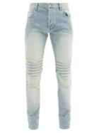 Matchesfashion.com Balmain - Ribbed-panel Slim-leg Jeans - Mens - Blue