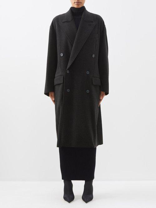 Balenciaga - Double-breasted Cashmere-blend Coat - Womens - Dark Grey