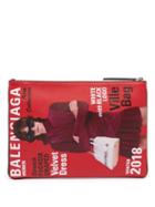 Matchesfashion.com Balenciaga - Magazine Print Leather Pouch - Womens - Red Multi