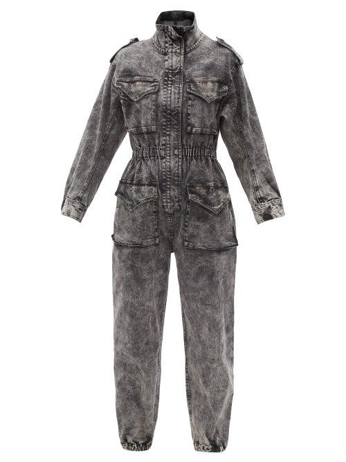 Matchesfashion.com Norma Kamali - Flap-pocket Denim Jumpsuit - Womens - Black Multi