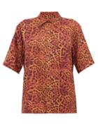 Matchesfashion.com Aries - Leopard And Chain Print Crepe Shirt - Womens - Leopard