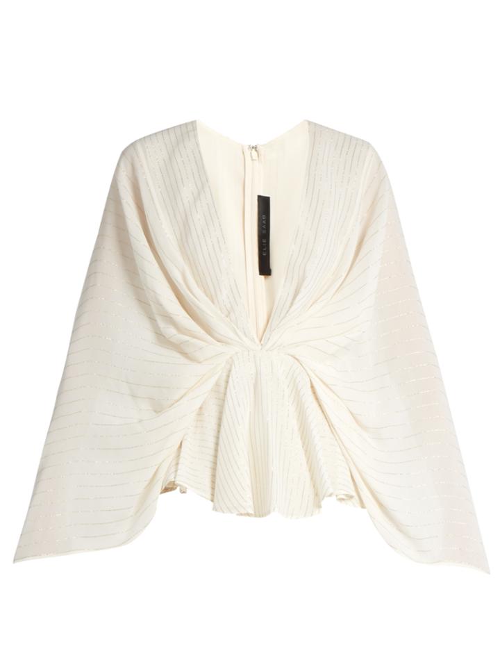 Elie Saab Striped V-neck Georgette Kimono Top
