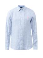 Polo Ralph Lauren - Logo-embroidered Striped Linen-oxford Shirt - Mens - Light Blue