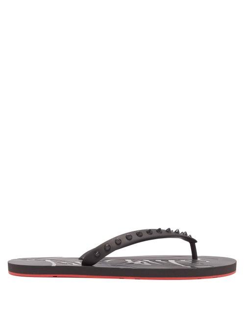 Christian Louboutin - Loubi Flip Studded Rubber Flip Flops - Mens - Black