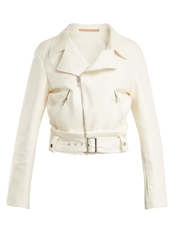 Summa Lace-up Detail Leather Biker Jacket